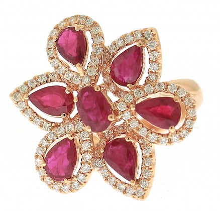 18kt Rose Gold Diamond And Ruby Ring