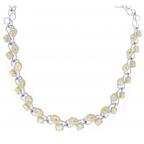 18kt White Gold with Yellow Diamond Necklace