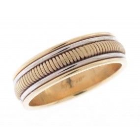 14kt White And Yellow Gold Men's Wedding Band