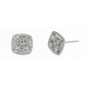 18kt White Gold Diamond Cluster stud Earrings