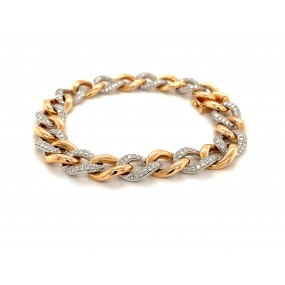 18kt Rose And White Gold Diamond Link Bracelet