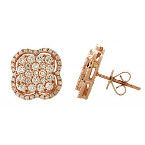 18kt Rose Gold Diamond Cluster Stud Earrings