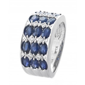 14kt White Gold Diamond and Sapphire Ring