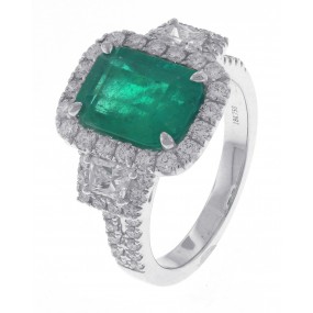 18kt White Gold GIA Certified Emerald Ring