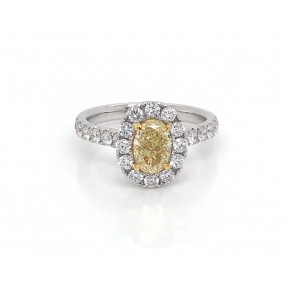 18kt White Gold GIA Certified Yellow Diamond Ring