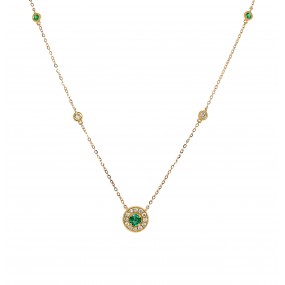 18kt Yellow Gold Diamond And Emerald Pendant