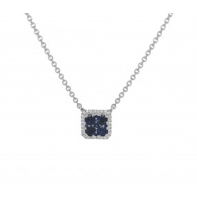 18kt White Gold Diamond and Sapphire Pendant