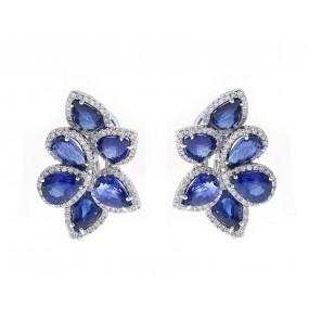 18kt White Gold Diamond and Sapphire Earrings
