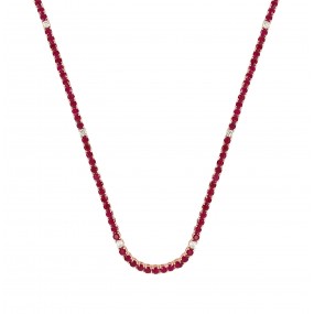 18kt Rose Gold Diamond And Ruby Necklace