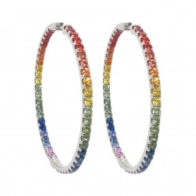 18kt White Gold Sapphire Hoops