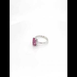 18kt White Gold Diamond and GIA Pink Sapphire Ring